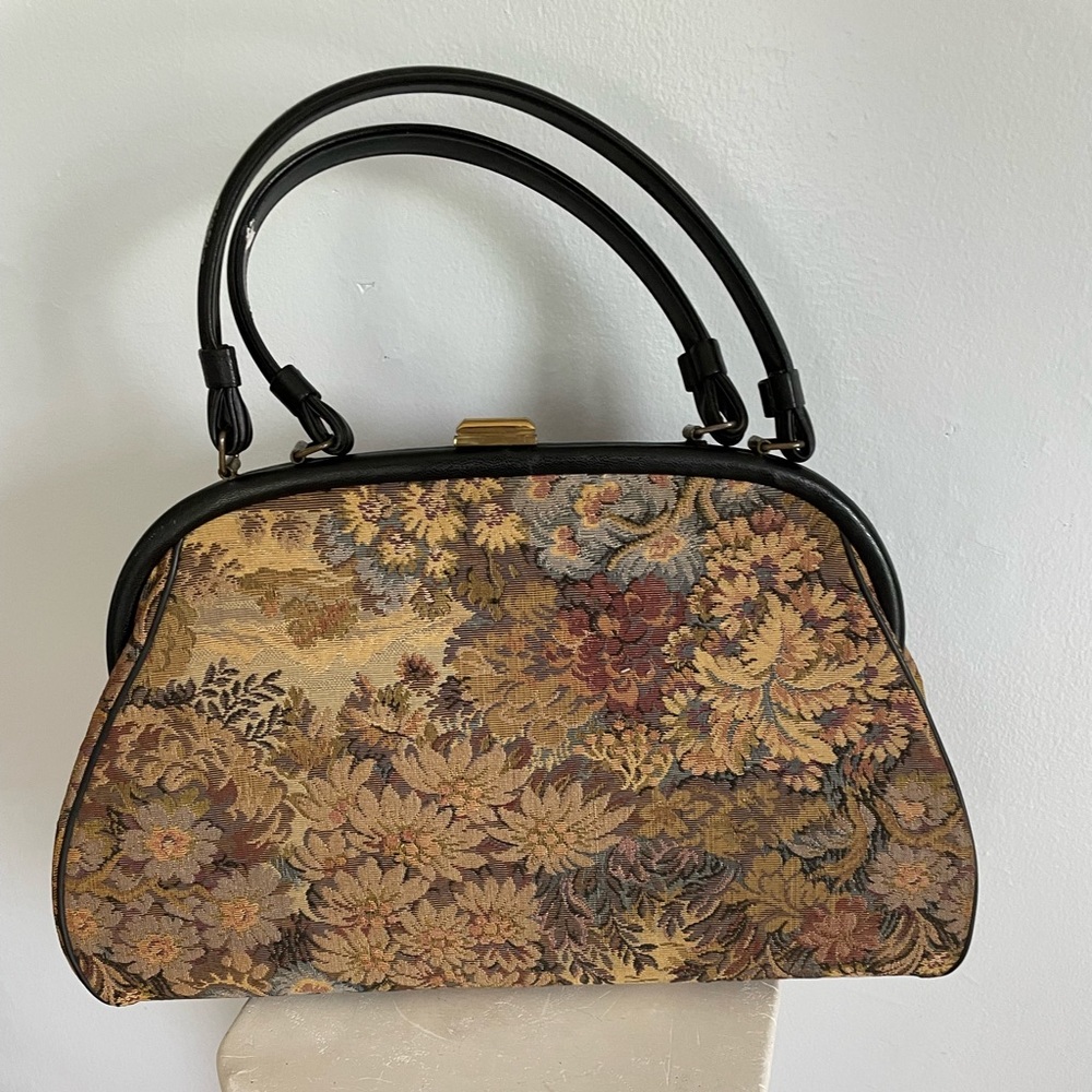 Verdi Vintage Tapestry Carpetbag Handled Purse